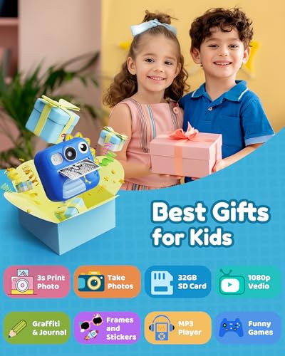 KOKODI Kids Camera Instant Print, Toddler Cameras Christmas Birthday Gifts for Boys Age 3-12, Digital Video Instant Printer Camera for Kids, Toys for Ages 5-7 Boys (Blue) - Image 2