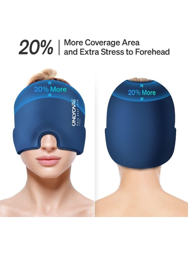 ONLYCARE Migraine Relief Cap, Upgraded Odorless Migraine Ice Head Wrap, Headache Relief Hat For Migraine, Blue - Image 4