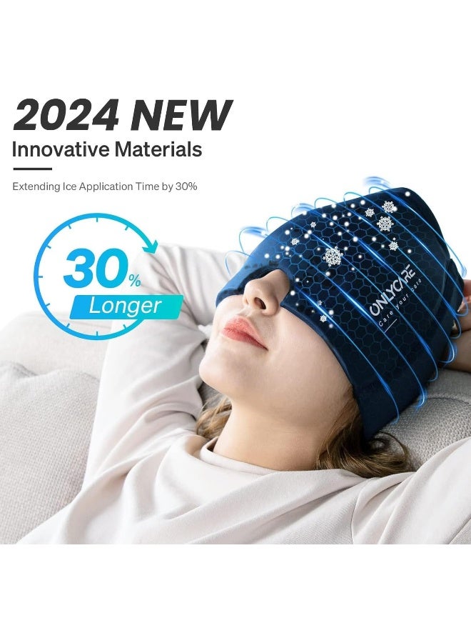 ONLYCARE Migraine Relief Cap, Upgraded Odorless Migraine Ice Head Wrap, Headache Relief Hat For Migraine, Blue - Image 2