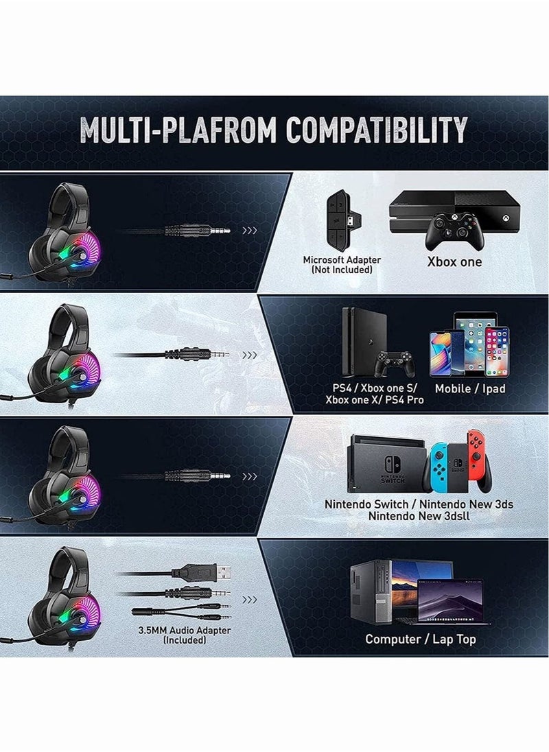 Generic - PS4 Gaming Headset with Mic,7.1 Surround Sound & Blue Light,with Noise Canceling for PS4, PC, Mac, weidi gaming - Image 1