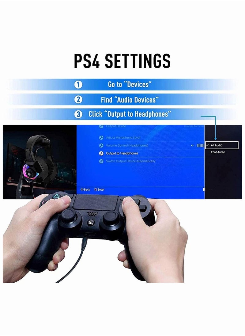 Generic - PS4 Gaming Headset with Mic,7.1 Surround Sound & Blue Light,with Noise Canceling for PS4, PC, Mac, weidi gaming - Image 1