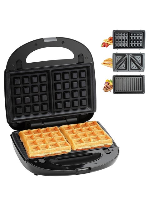 Sandwich Maker,3 In 1 Mini Waffle Maker With Removable Plates Waffle Irons Non-Stick Waffle Cone Maker Waffle Machine For Waffle Grill Sandwich