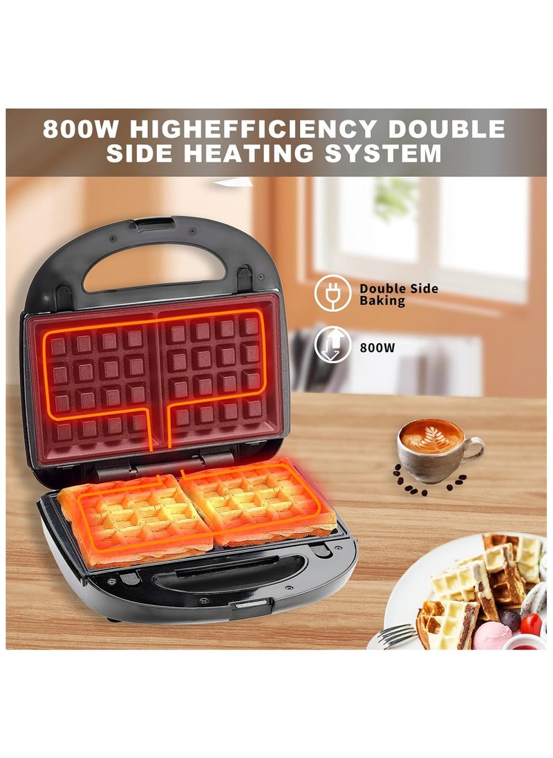 NNEWVANTE - Sandwich Maker,3 In 1 Mini Waffle Maker With Removable Plates Waffle Irons Non-Stick Waffle Cone Maker Waffle Machine For Waffle Grill Sandwich - Image 1