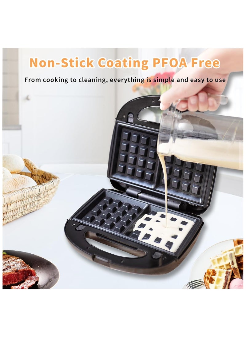 NNEWVANTE - Sandwich Maker,3 In 1 Mini Waffle Maker With Removable Plates Waffle Irons Non-Stick Waffle Cone Maker Waffle Machine For Waffle Grill Sandwich - Image 1