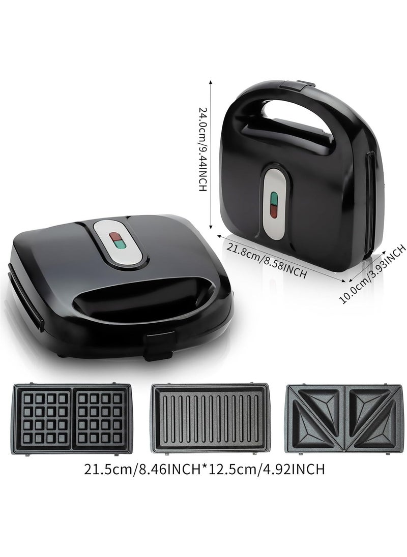 NNEWVANTE - Sandwich Maker,3 In 1 Mini Waffle Maker With Removable Plates Waffle Irons Non-Stick Waffle Cone Maker Waffle Machine For Waffle Grill Sandwich - Image 1