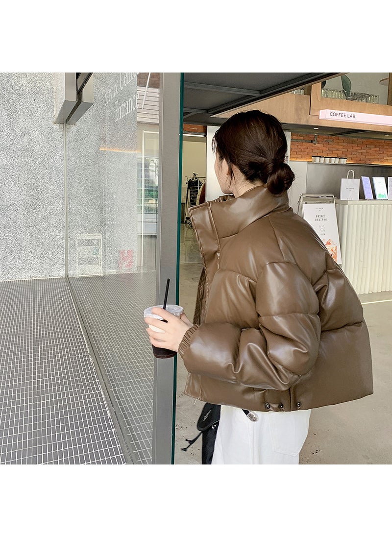 Generic - 2024 Womens Short Puffer Jacket Brown - Image 1