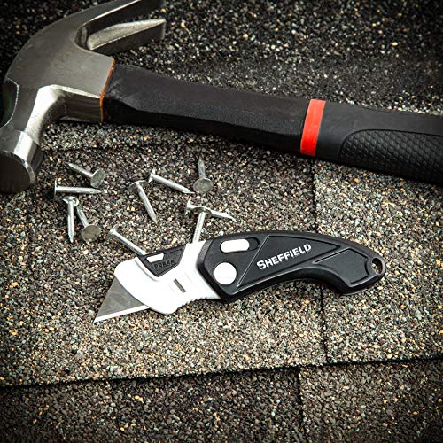 Sheffield 1282 Gadget Folding Lock Back Utility Knife, Compact Box Cutter with Lock Back Release and Quick-Change Mechanism, Heavy Duty Cardboard Cutter - Image 5