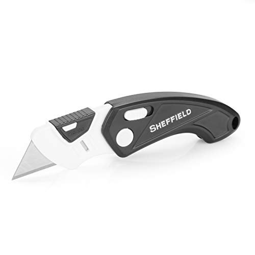 Sheffield 1282 Gadget Folding Lock Back Utility Knife, Compact Box Cutter with Lock Back Release and Quick-Change Mechanism, Heavy Duty Cardboard Cutter - Image 1