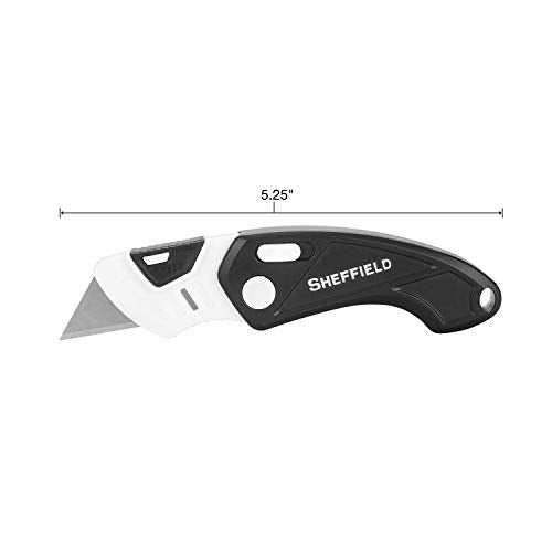 Sheffield 1282 Gadget Folding Lock Back Utility Knife, Compact Box Cutter with Lock Back Release and Quick-Change Mechanism, Heavy Duty Cardboard Cutter - Image 2
