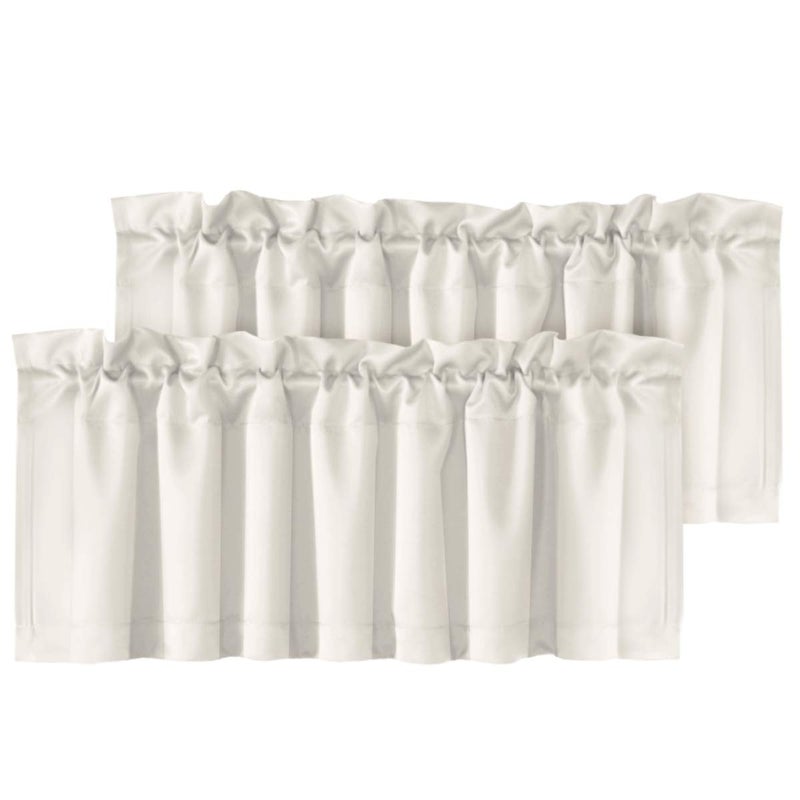 H.VERSAILTEX HVERSAILTEX Ivory Valances for Windows Room Drakening Small Window Kitchen Valances Curtains Rod Pocket Cafe Valance for Bathroom Laundry Basement 2 Packs 52 W x 18 L IvoryCream - Image 1