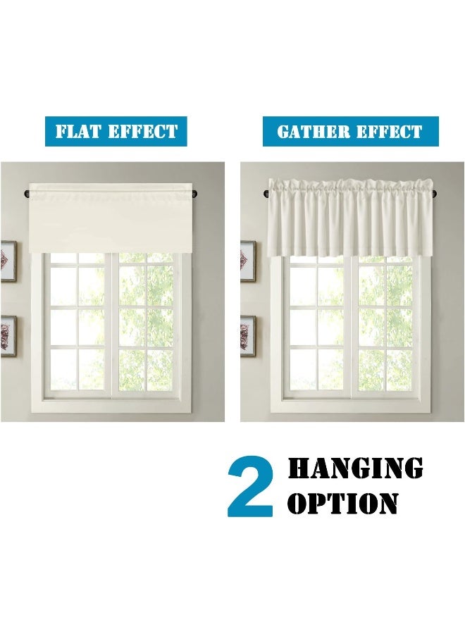 H.VERSAILTEX HVERSAILTEX Ivory Valances for Windows Room Drakening Small Window Kitchen Valances Curtains Rod Pocket Cafe Valance for Bathroom Laundry Basement 2 Packs 52 W x 18 L IvoryCream - Image 5