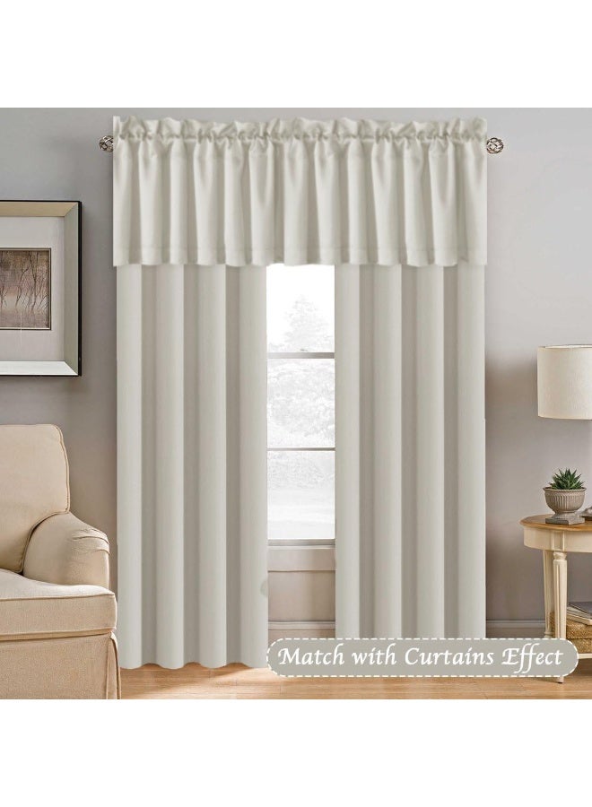 H.VERSAILTEX HVERSAILTEX Ivory Valances for Windows Room Drakening Small Window Kitchen Valances Curtains Rod Pocket Cafe Valance for Bathroom Laundry Basement 2 Packs 52 W x 18 L IvoryCream - Image 3