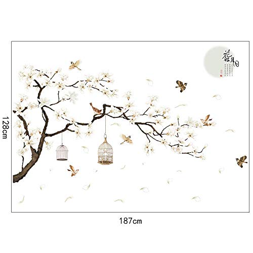 LiveGallery White Peach Blossm Flowers Wall Decals Removable DIY Tree Branches Birds Saying Art Decor Wall Stickers Murals for Living Room TV Background Kids Girls Rooms Bedroom 8 Sheets of 12"x18" - Image 5