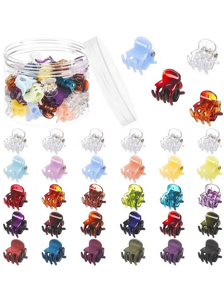 48pcs Mini Hair Claw Clips for Women Girls, Small Tiny Hair Clips Claws Little Plastic Jaw Clamps Clips with Transparent Box - Image 1