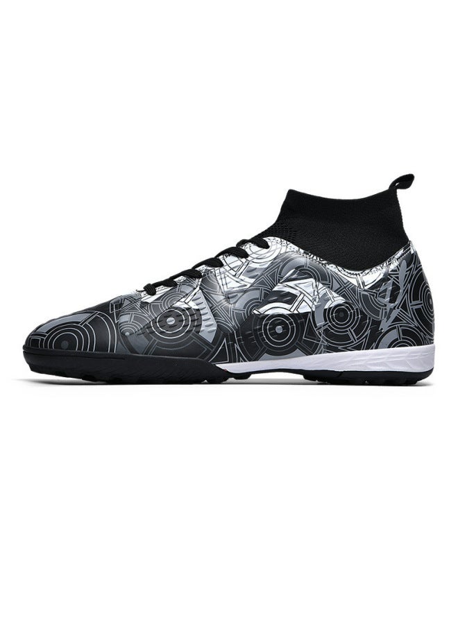 Zs 600 2 High Top Nail Gray High-top Football Shoes Tf Broken Nails Artificial Lawn Ag Nail Leather Feet Boys And Girls Children Teenagers Students Training Shoes