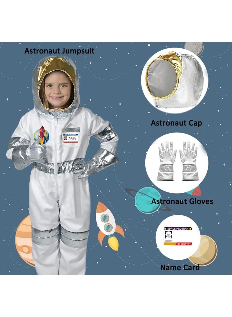 YelaJoy Astronaut Costume for Kids Space Jumpsuit with Astronaut Helmet Gloves Name card,Spaceman Pretend Role Play Dress Up - Image 4