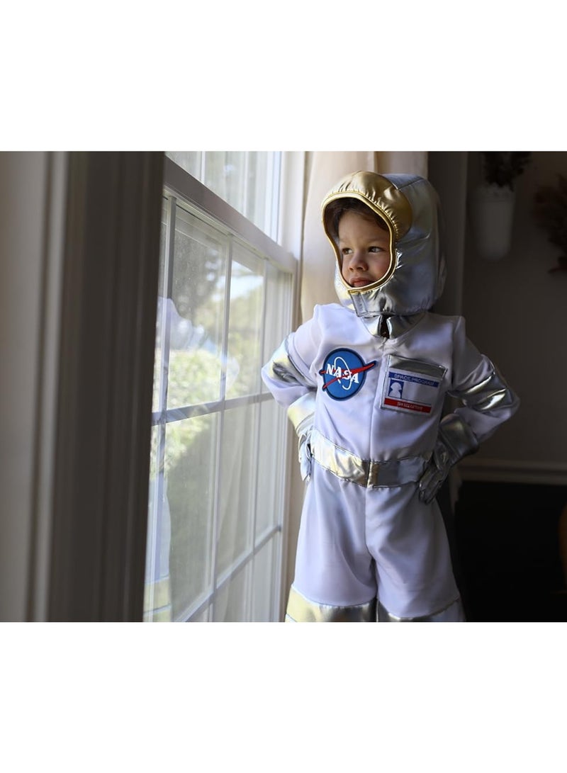 YelaJoy Astronaut Costume for Kids Space Jumpsuit with Astronaut Helmet Gloves Name card,Spaceman Pretend Role Play Dress Up - Image 2