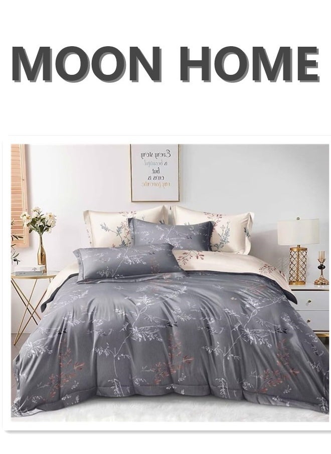 MOON HOME - King/Queen/Single size Soft and Breathable Microfiber Hypoallergenic Beautiful Design Duvet Cover Set ,set includes 1 Comforter Cover, 1 Fitted Bedsheet, 4 Pillowcases - Image 1