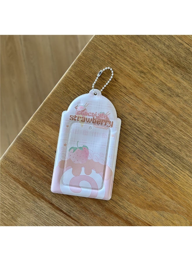 NIBEMINENT 1 - Piece Waffle Sea Salt Caramel Kpop Photo Card Holder Pendant Key Chain ID Badge Holder ID Card Holder Photo Card Protector for School ID Office ID Access Card for Women Girls - Image 1