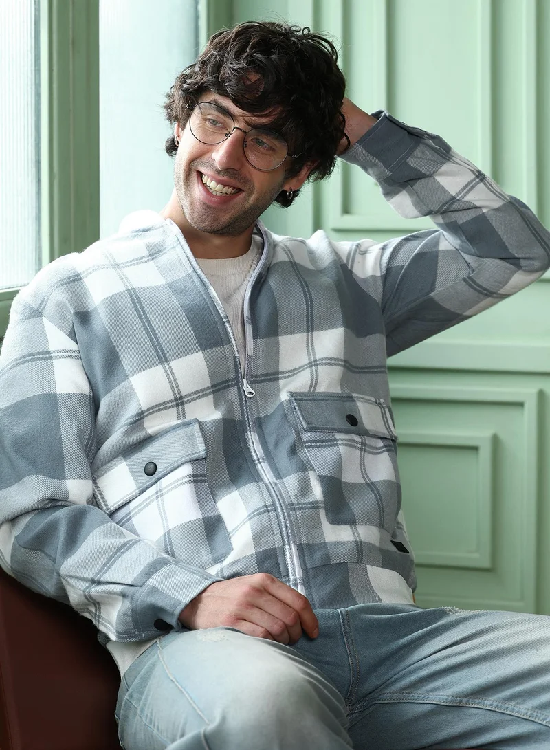 كامبوس سوترا جاكيت بومبر كاروهات بسحاب أمامي للرجال