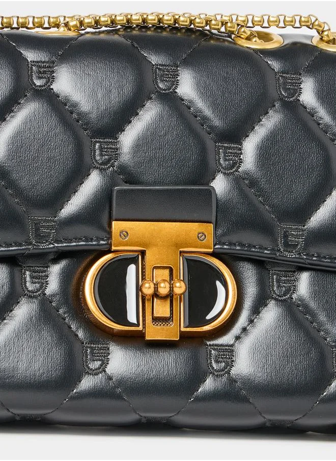 Styli Quilted Shoulder Bag with Chain Strap & Push Lock