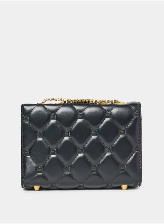 Styli Quilted Shoulder Bag with Chain Strap & Push Lock