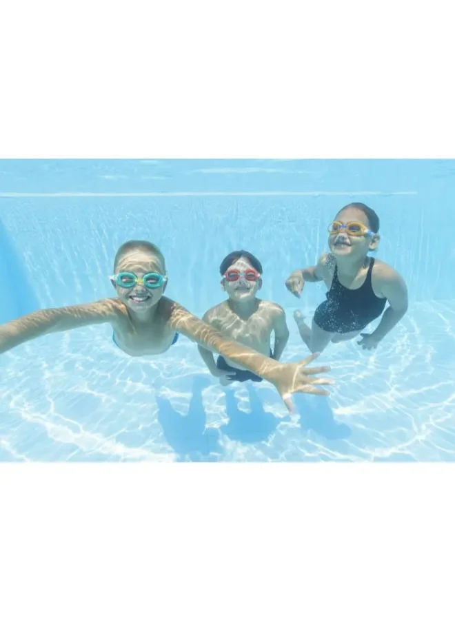 Bestway Bestway Aqua Burst Swimming Goggles, UV Protection, Anti-Fog Impact-Resistant Lenses, Adjustable Silicone Strap, Leak-Resistant Swim Goggles for Kids Ages 7+, Assorted Colors