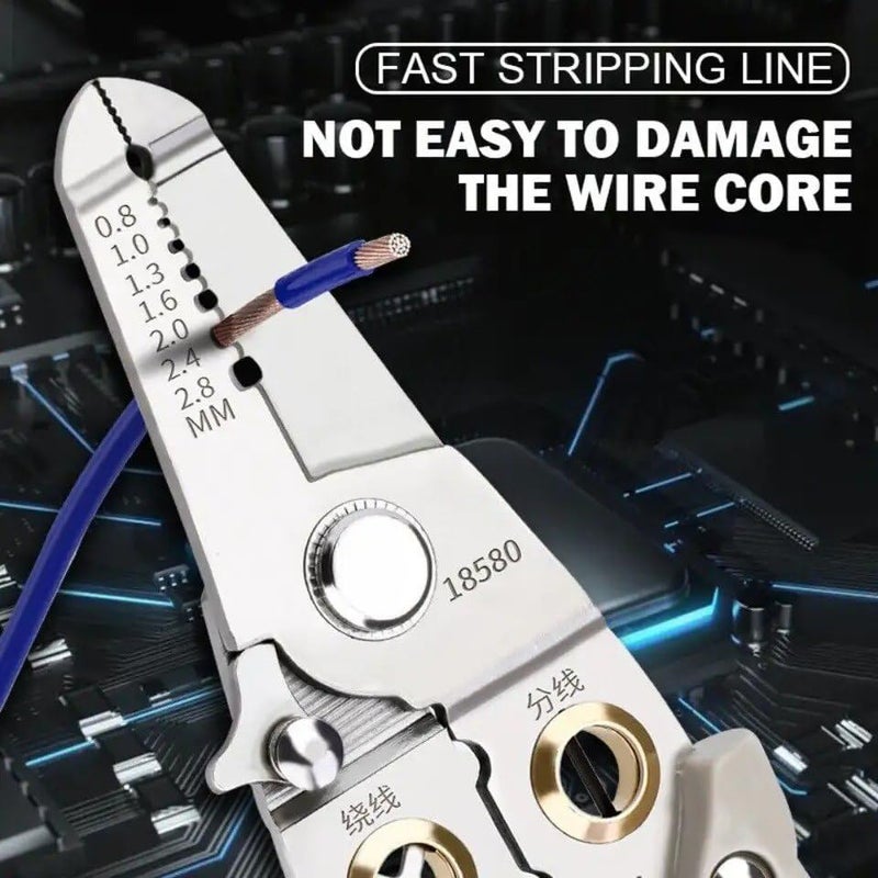 LOCANS Wire Stripper and Cutter Pliers Tools For Electricians 6in1 Multifunctional Wire and Cable Stripping Cutting Winding Crimping Precision Stainless Steel Hand Tool for Electrician Tool - Image 5