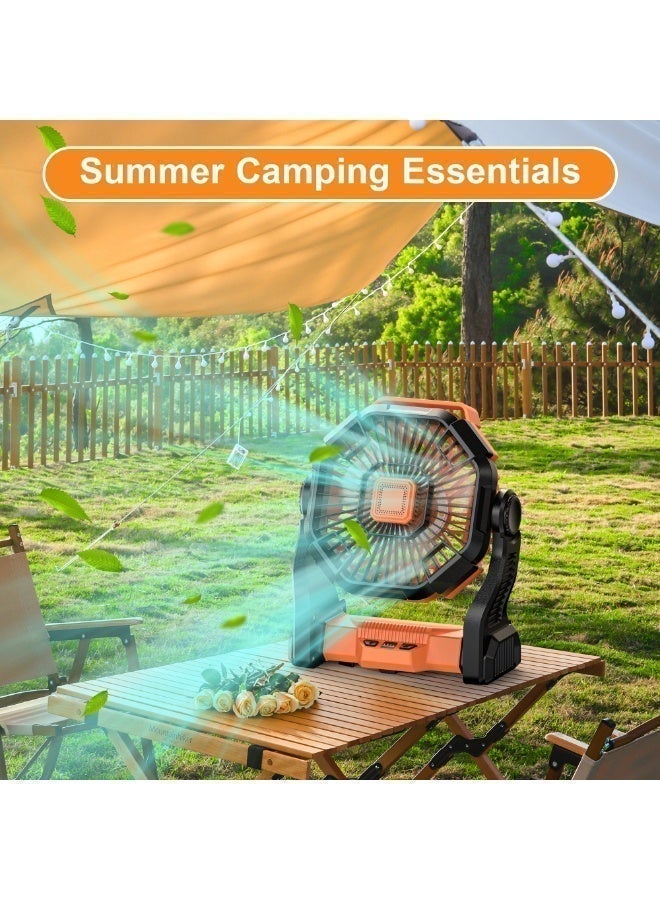 يوفيهي مروحة طاولة، مروحة تخييم، مروحة محمولة بتصميم إضاءة LED، مروحة مكتب قابلة لإعادة الشحن، سرعة وسطوع قابلان للتعديل، مزودة بخطاف للتخييم والمشي لمسافات طويلة والشواء، للاستخدام الداخلي والخارجي، للمنزل والمكتب والسفر (تعمل بمنفذ USB). - Image 3