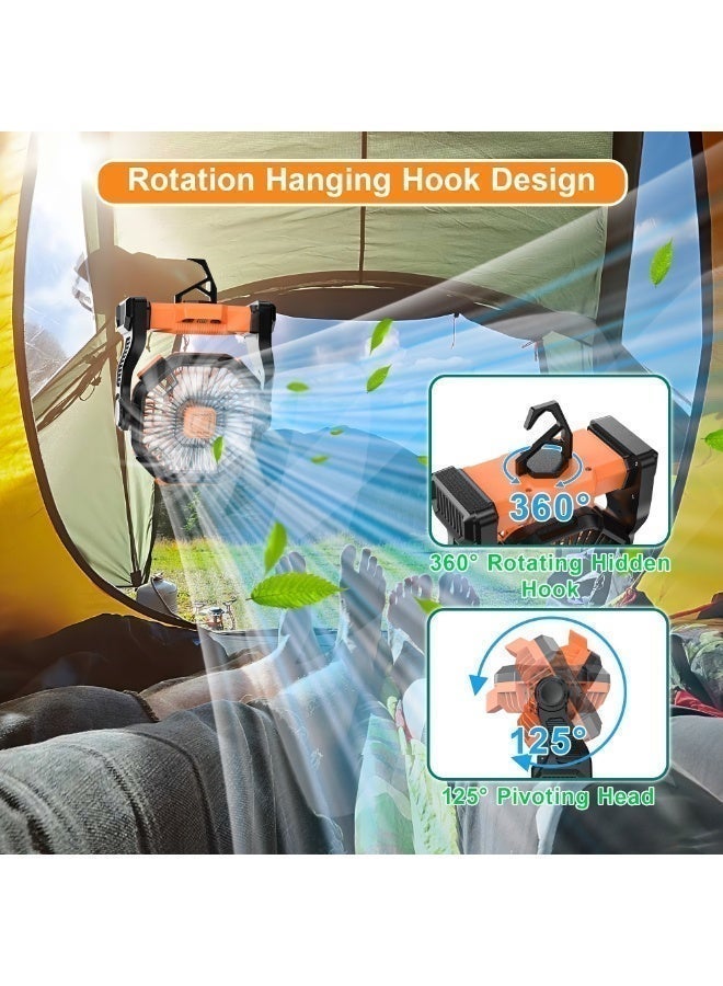 يوفيهي مروحة طاولة، مروحة تخييم، مروحة محمولة بتصميم إضاءة LED، مروحة مكتب قابلة لإعادة الشحن، سرعة وسطوع قابلان للتعديل، مزودة بخطاف للتخييم والمشي لمسافات طويلة والشواء، للاستخدام الداخلي والخارجي، للمنزل والمكتب والسفر (تعمل بمنفذ USB). - Image 4