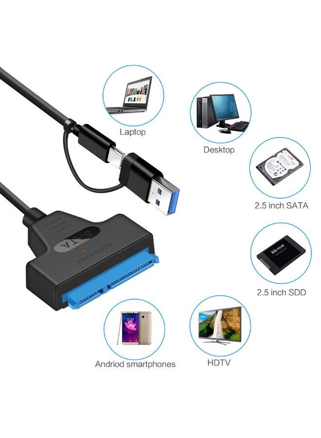 SMART SOURCE Sata To Usb 3.0 & Type-C Dual Adapter For 2.5” Ssd/Hdd – 5Gbps High-Speed External Hard Drive Converter Cable (Plug & Play) - Image 2