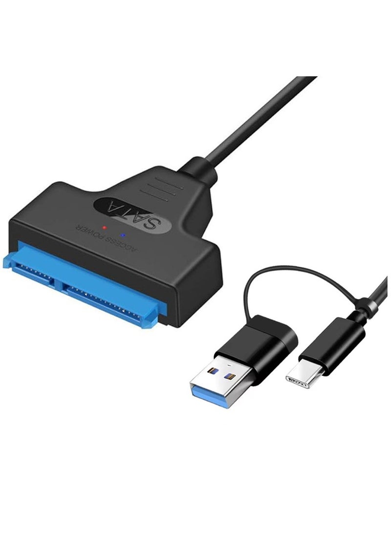 SMART SOURCE Sata To Usb 3.0 & Type-C Dual Adapter For 2.5” Ssd/Hdd – 5Gbps High-Speed External Hard Drive Converter Cable (Plug & Play) - Image 1