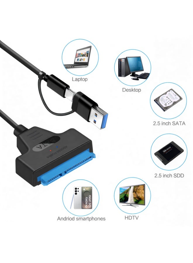 SMART SOURCE Sata To Usb 3.0 & Type-C Dual Adapter For 2.5” Ssd/Hdd – 5Gbps High-Speed External Hard Drive Converter Cable (Plug & Play) - Image 2