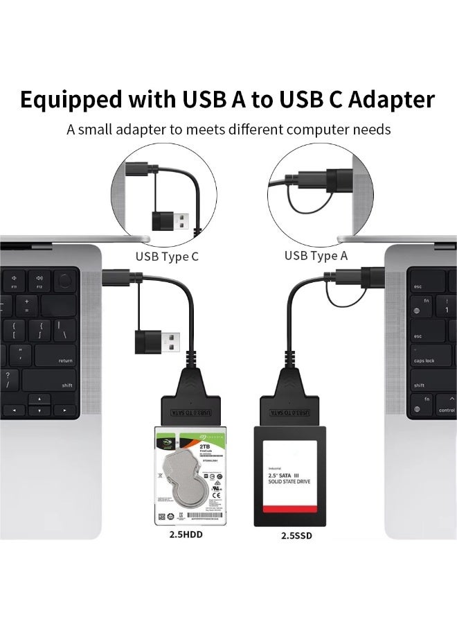 SMART SOURCE Sata To Usb 3.0 & Type-C Dual Adapter For 2.5” Ssd/Hdd – 5Gbps High-Speed External Hard Drive Converter Cable (Plug & Play) - Image 3