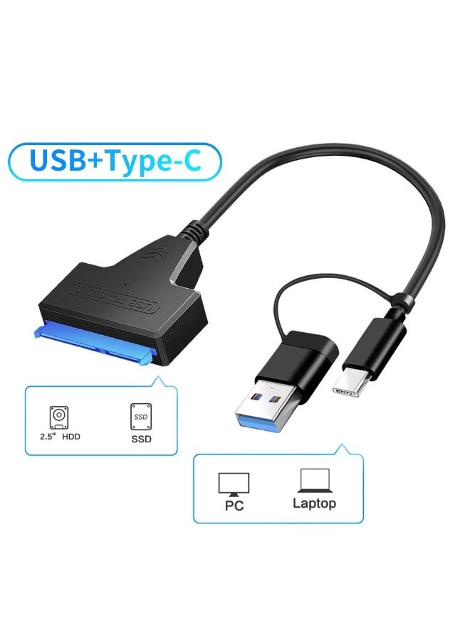 SMART SOURCE Sata To Usb 3.0 & Type-C Dual Adapter For 2.5” Ssd/Hdd – 5Gbps High-Speed External Hard Drive Converter Cable (Plug & Play) - Image 4