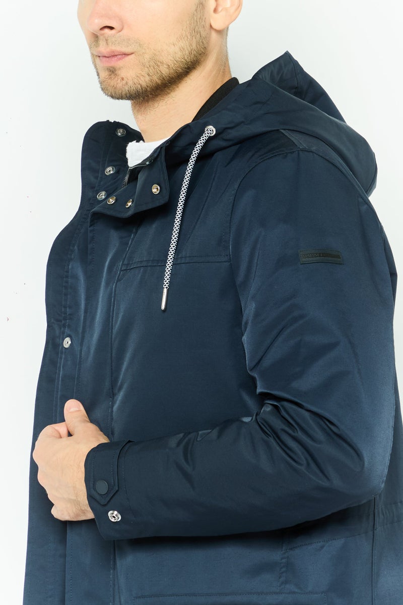 Armani Exchange Men Solid Hooded Jacket, Navy  - Image 3