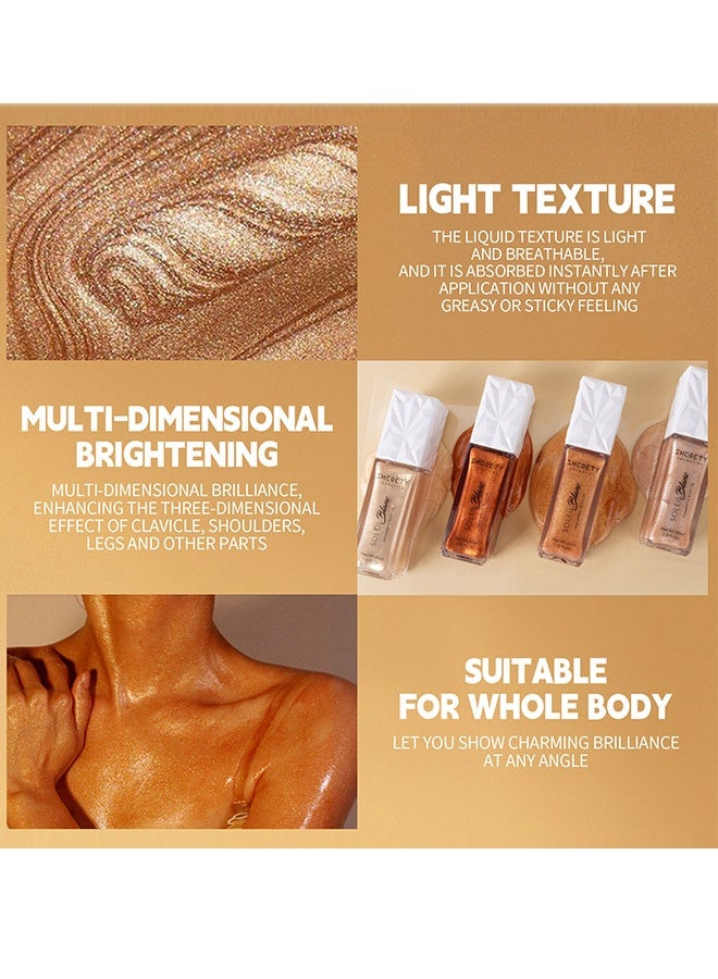 الشَّكْويت زيت جسم متلألئ 30 مل، مرطب ومضيء يدوم طويلاً للجسم، لتفتيح الوجه، سائل مضيء مقاوم للماء، زيت لامع لتسليط الضوء، مكياج صيفي متوهج #02 - Image 4