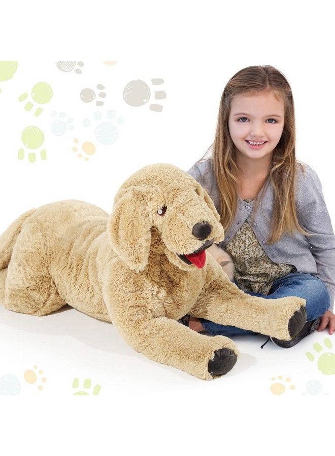 Geosar Dog Stuffed Animals Fluffy Labrador Stuffed Dog Hugging Toy Big Cuddly Plush Body Pillow For Kids Boys Girls Birthday Party Thanksgiving Xmas Gifts Gold (70 Cm/ 27.5 Inch)  - Image 1