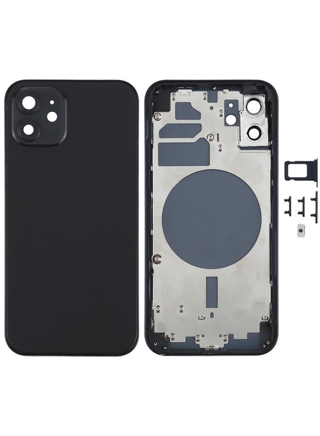 إيروريكس غطاء خلفي مع درج بطاقة SIM ومفاتيح جانبية وعدسة كاميرا لهاتف iPhone 12 (أسود) - Image 1