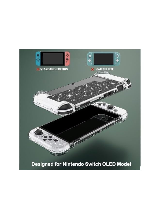 بروماس حافظة لجهاز نينتندو سويتش، غطاء لجهاز نينتندو سويتش OLED 2021، حافظة واقية شفافة لجهاز سويتش OLED ووحدة التحكم جوي كون، ليس من السهل أن تسقط - لامع - Image 2