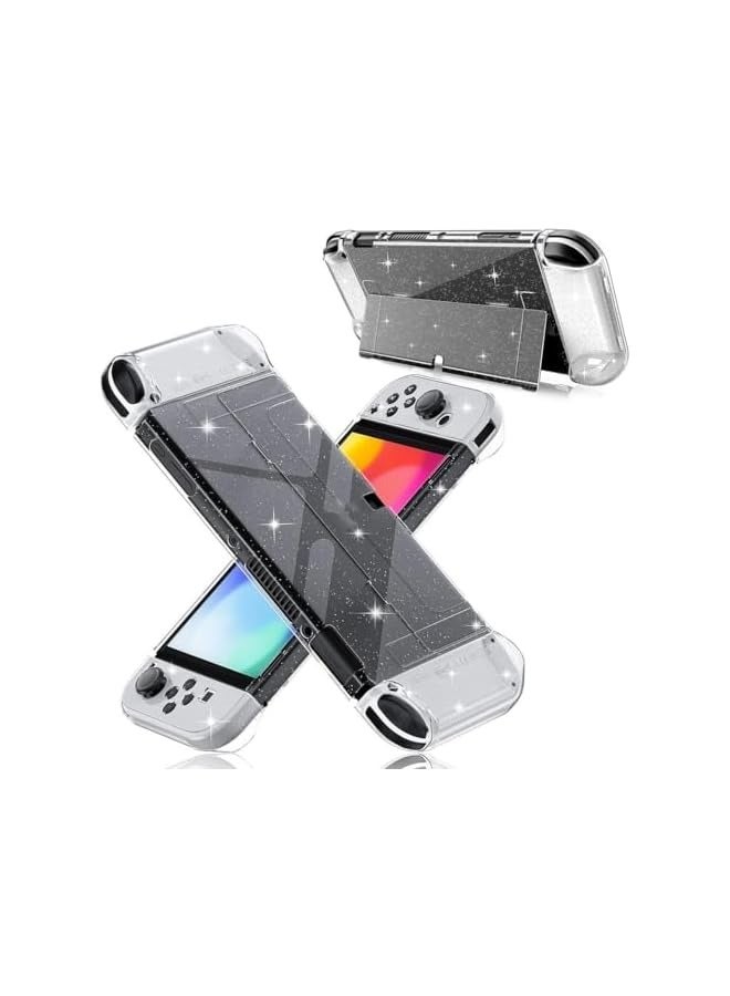 بروماس حافظة لجهاز نينتندو سويتش، غطاء لجهاز نينتندو سويتش OLED 2021، حافظة واقية شفافة لجهاز سويتش OLED ووحدة التحكم جوي كون، ليس من السهل أن تسقط - لامع - Image 5