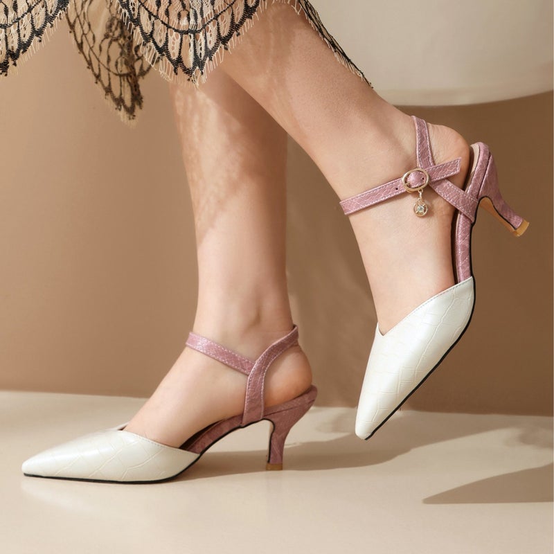 2024 Spring New Elegant High-Heeled Women'S Shoes 40-43 Empty Pointed Fashion Buckle Sandals - Image 3