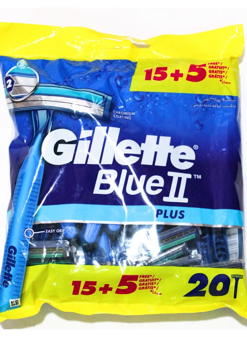 Gillette Blue ii Plus Disposable Razors 15 + 5 free Razors