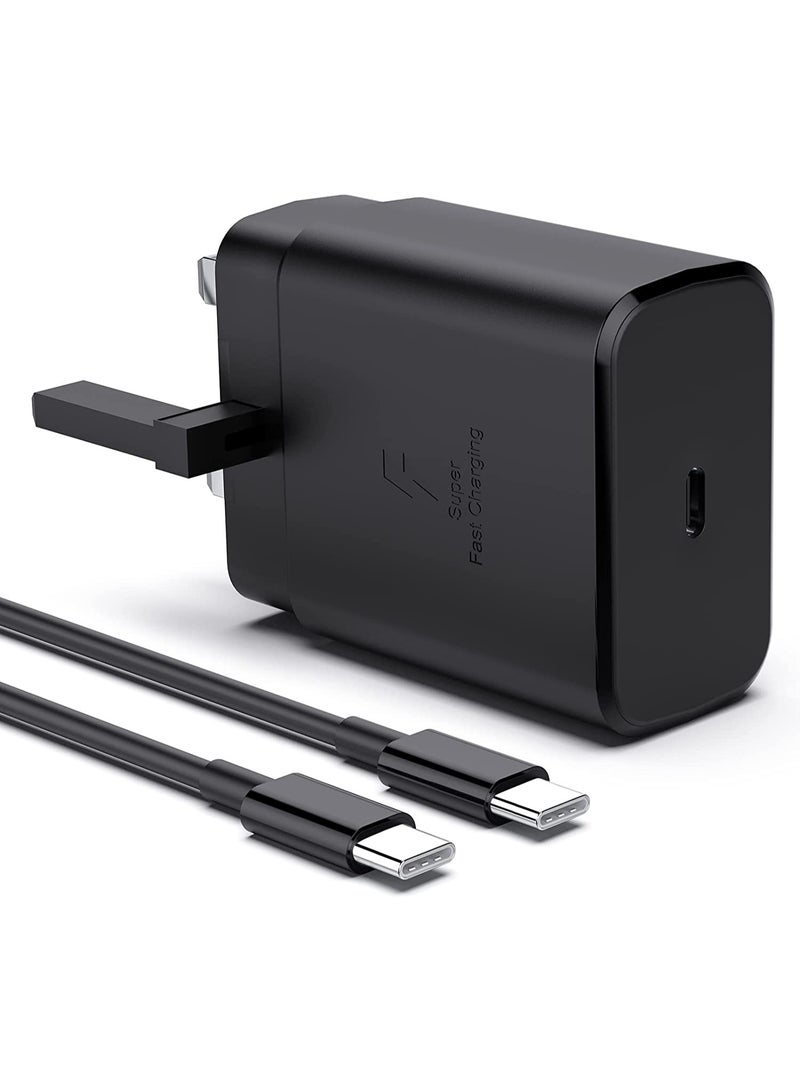 45W Super Fast Charger for Samsung Galaxy S26/S25 Ultra/S25/S24 Ultra/S24/S23 Ultra/S23/S22/S21/Z Fold 7/6/5/4/3/Z Flip7/6/5/4/3/A74/A73/A72/A71/A57/A56/A55/A37/A36/A35/A27/A26/A25/A24/A17/A16/A15/M57/M56/M55/M37/M36, Galaxy Tab S11 Ultra/S10/S9/S8/A9/A11 Plus, Galaxy Book 3/2, 1M USB-C to C Cable, UK Plug, Black - Image 3