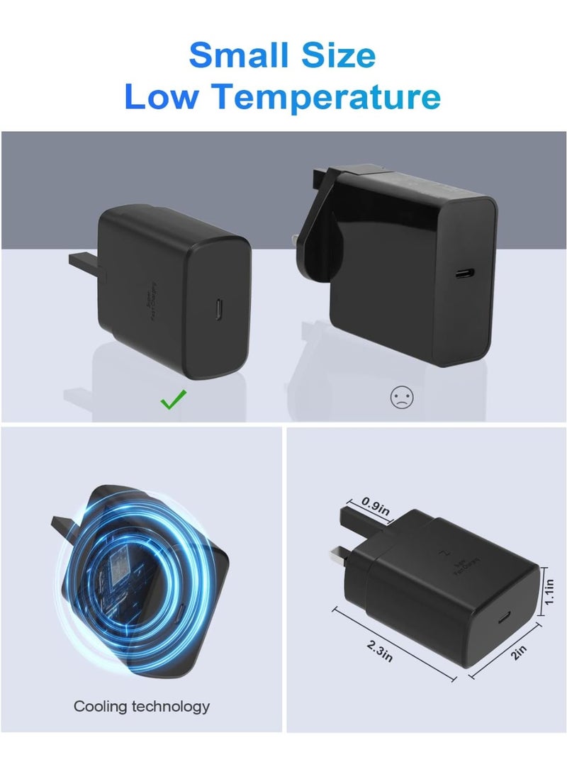 45W Super Fast Charger for Samsung Galaxy S26/S25 Ultra/S25/S24 Ultra/S24/S23 Ultra/S23/S22/S21/Z Fold 7/6/5/4/3/Z Flip7/6/5/4/3/A74/A73/A72/A71/A57/A56/A55/A37/A36/A35/A27/A26/A25/A24/A17/A16/A15/M57/M56/M55/M37/M36, Galaxy Tab S11 Ultra/S10/S9/S8/A9/A11 Plus, Galaxy Book 3/2, 1M USB-C to C Cable, UK Plug, Black - Image 4