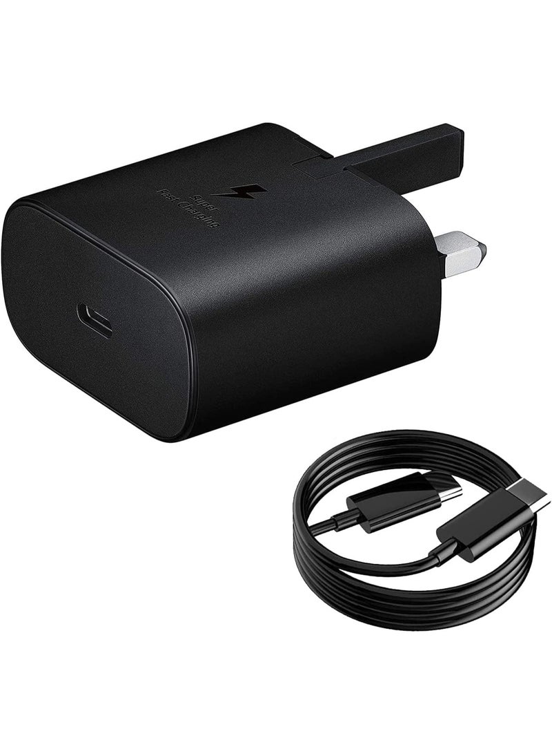 45W Super Fast Charger for Samsung Galaxy S26/S25 Ultra/S25/S24 Ultra/S24/S23 Ultra/S23/S22/S21/Z Fold 7/6/5/4/3/Z Flip7/6/5/4/3/A74/A73/A72/A71/A57/A56/A55/A37/A36/A35/A27/A26/A25/A24/A17/A16/A15/M57/M56/M55/M37/M36, Galaxy Tab S11 Ultra/S10/S9/S8/A9/A11 Plus, Galaxy Book 3/2, 1M USB-C to C Cable, UK Plug, Black - Image 2