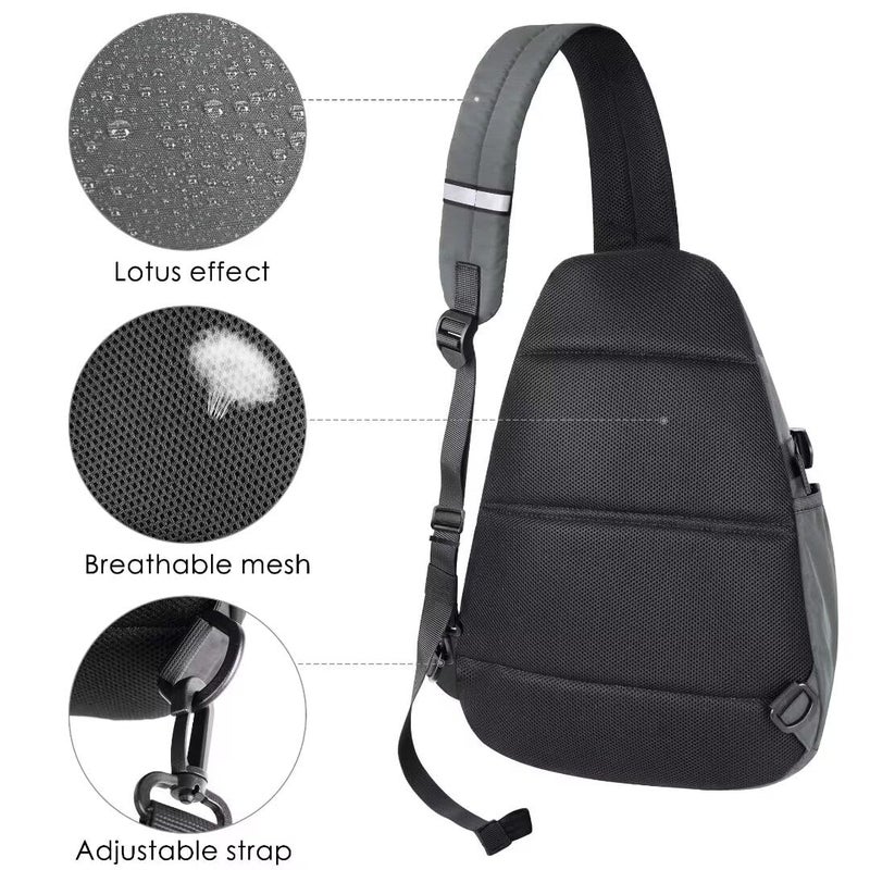 TITECOUGO Sling Backpack Travel Shoulder Bag Lightweight Chest Daypack One Strap Crossbody Bags Camp Day Packs for Women and Men Hiking Accessories Large Gray - Image 3
