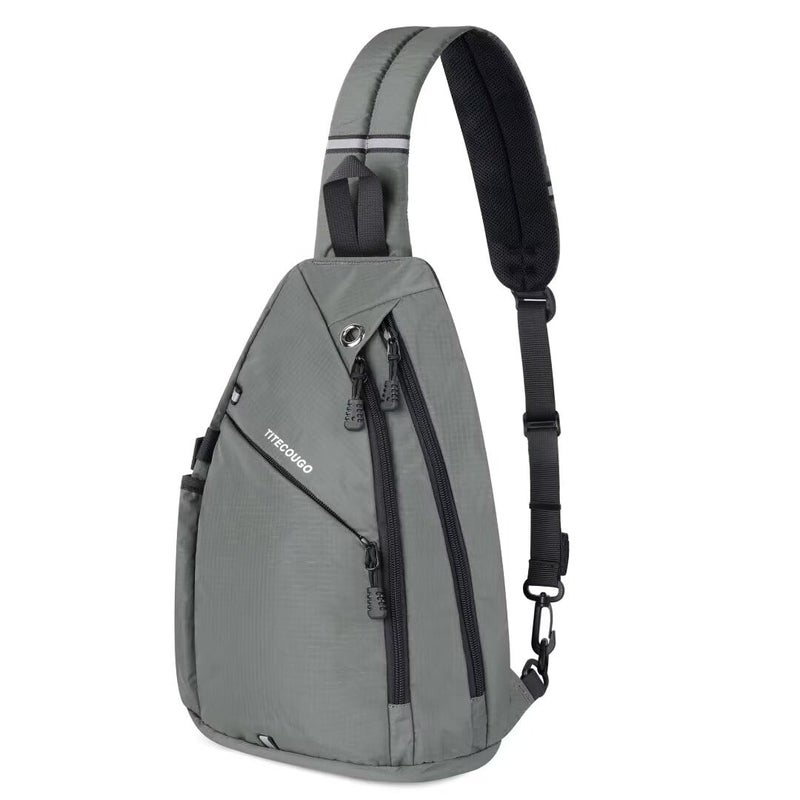 TITECOUGO Sling Backpack Travel Shoulder Bag Lightweight Chest Daypack One Strap Crossbody Bags Camp Day Packs for Women and Men Hiking Accessories Large Gray - Image 1