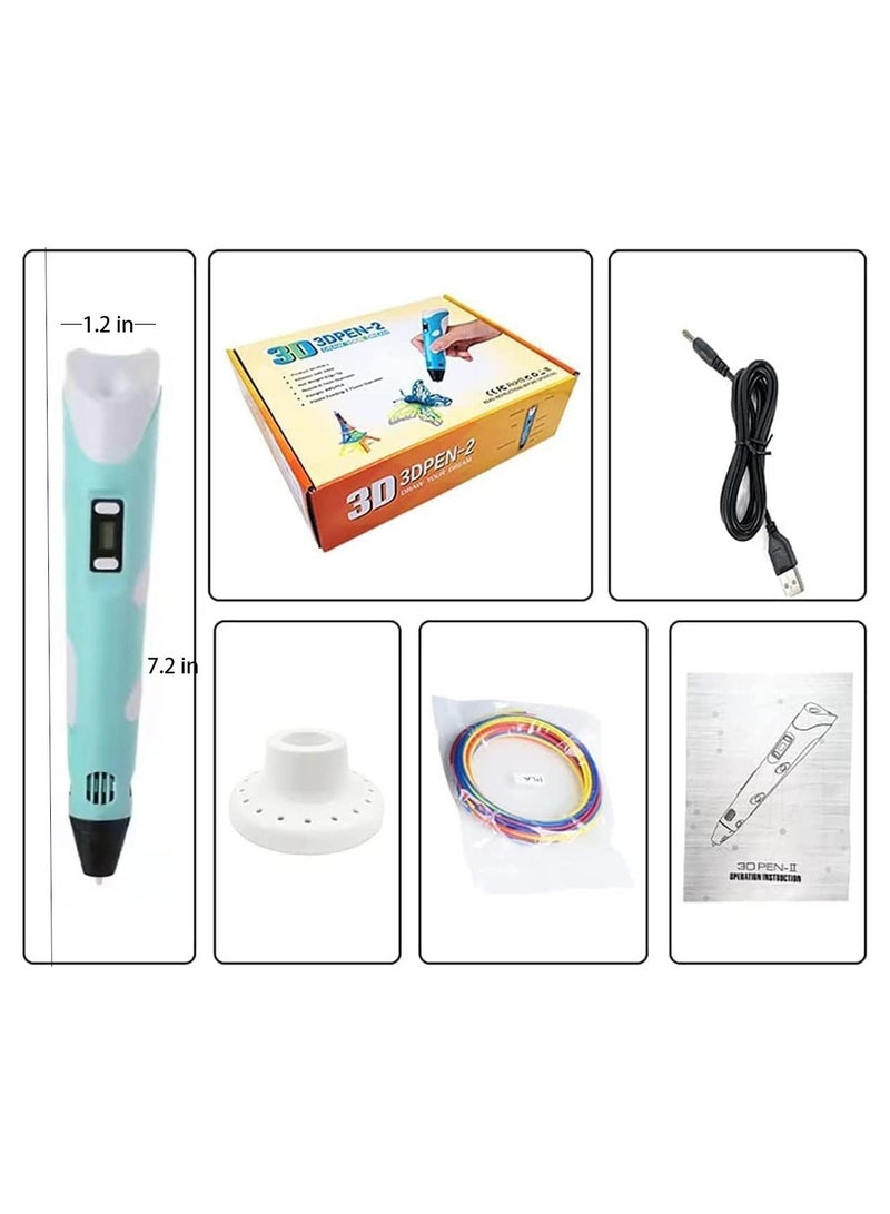 3D Printing Graffiti Pen, 3D Printing Pen with Display, Adjustable Temperature and Speed, Compatible with PLA and ABS Filament, for Graffiti, Drawing, Model Making, Blue - Image 2
