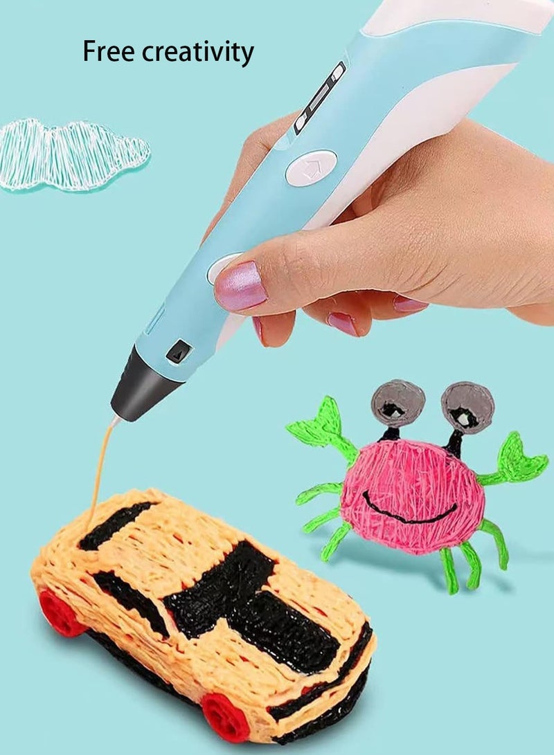 3D Printing Graffiti Pen, 3D Printing Pen with Display, Adjustable Temperature and Speed, Compatible with PLA and ABS Filament, for Graffiti, Drawing, Model Making, Blue - Image 3